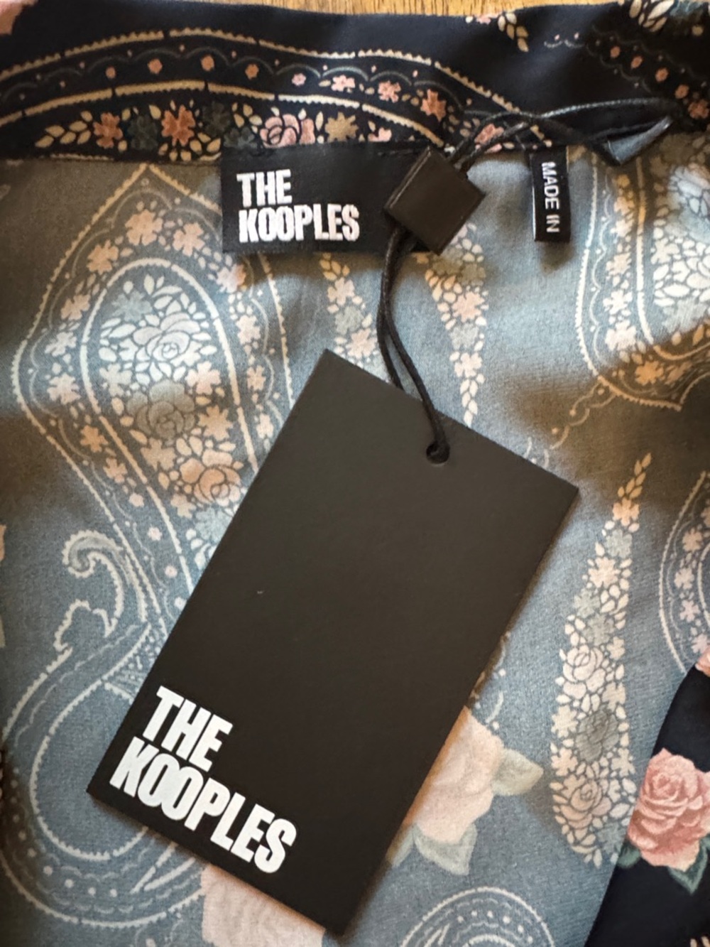 The Kooples blue pink Paisley flowers Rose silky dress button up down blouse top - Picture 4 of 11